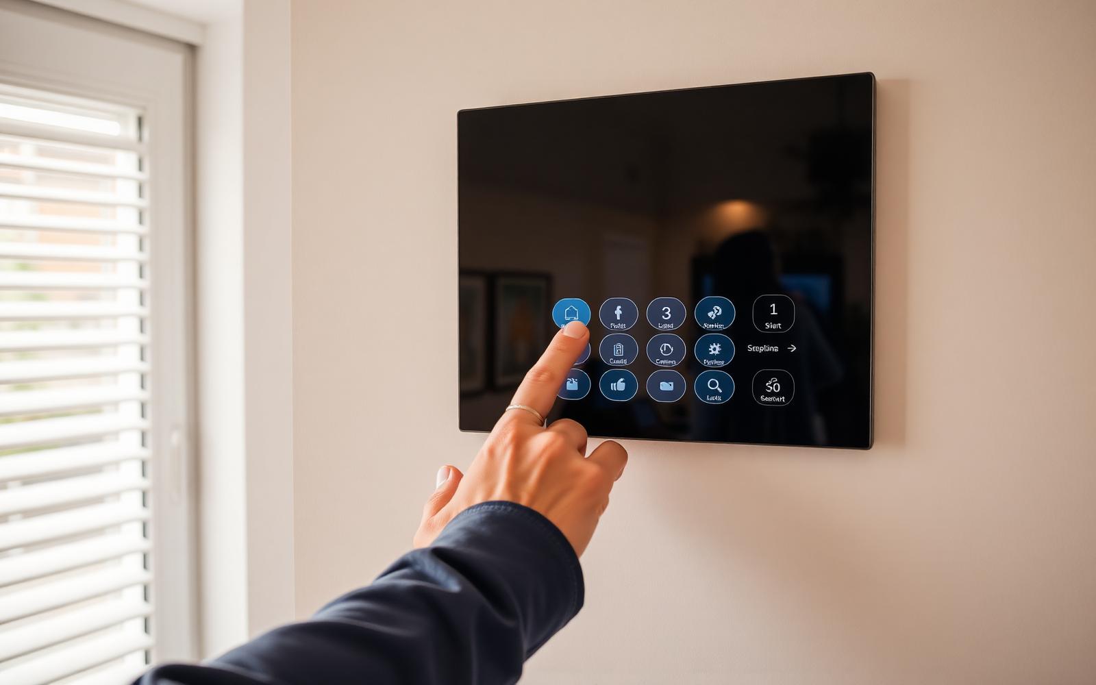 Pannello touch di domotica per il controllo di luci e tapparelle in casa